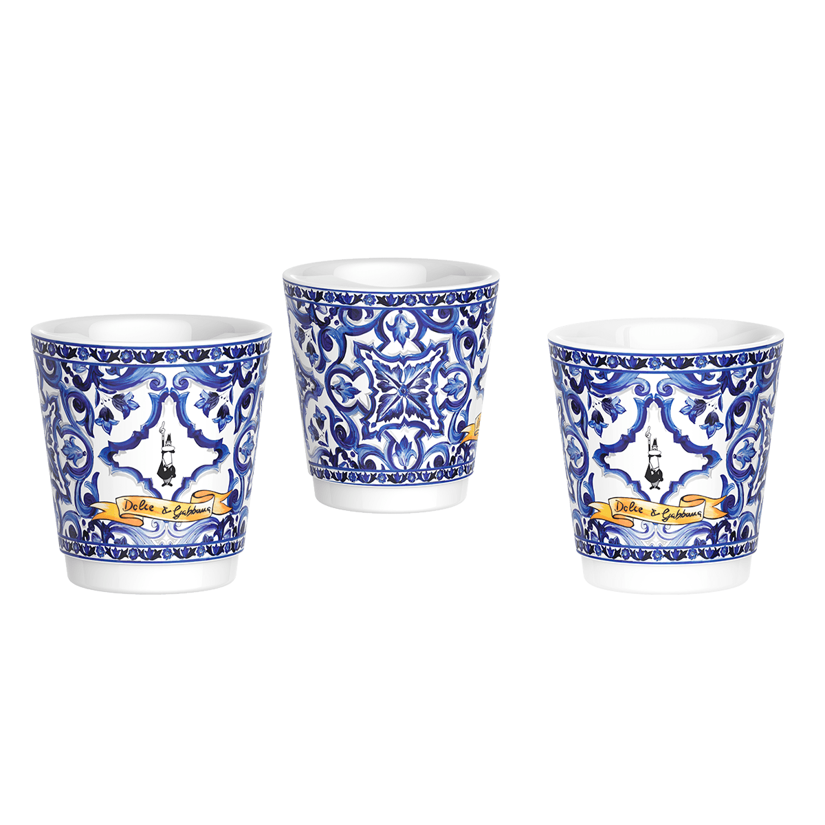 Bialetti Dolce & Gabbana Box Moka Express Blu Mediterraneo za 6 šolj., 3 porcelanske šoljice i 3 srebrna mešača